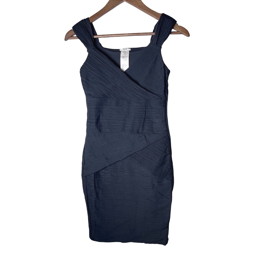 Wolford Black Textured Fatal Dress XS Wrap Front Ruched Bodycon Mini BodyCon
